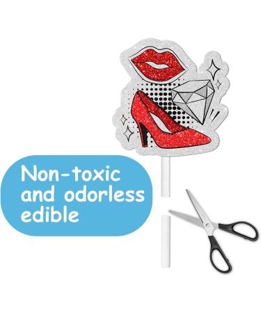 18pcs Pink Glitter Dessert Cupcake Topper for Long Eyelashes Big Eyes Love Lip XOXO Theme Decor Supplies Lady Women Girls Birthday Wedding Bachelor Engagement Party Decoration - Buy Online on GoSupps.com