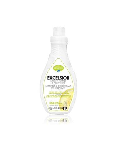 Excelsior HE Washing Machine Cleaner and Deodorizer, Removes Odors & Residues for 20 Cleanings of High Efficiency Washers, Lemon Scent, 1 Liter Bottle