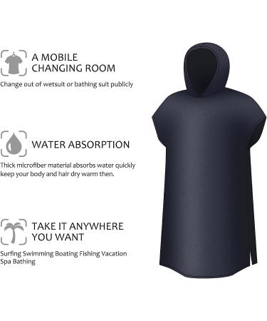 Surf Poncho Changing Towel Robe - Hooded Wetsuit Change Poncho for Adults - Water Absorbent - Oversized Black - Buy Online on GoSupps.com