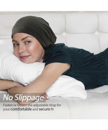 100% Mulberry Silk Lined Sleep Cap - Green | Hat Hut Pure Silk Bonnet - Buy Online on GoSupps.com