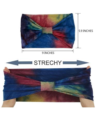 Women's Wide Knotted Headbands - African Inspired Head Wraps - Stretchy Hair Accessories - 4 Pack Tie Dye - Buy Online on GoSupps.com