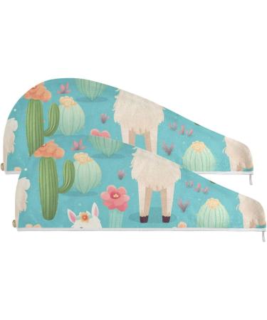 Cactus Alpaca Hair Towel 2 Pack - Super Absorbent Quick Dry Hair Turbans for Women & Girls - Buy Online on GoSupps.com