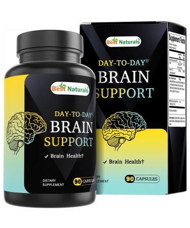 Best Naturals Day-to-Day Brain Support Supplement with Ginkgo Biloba DMAE Bacopa Green Coffee Phosphotidyl Serene Alpha GPC Huperzine A Folate B6 & B12 90 Veg Capsules 90 Count (Pack of 1)