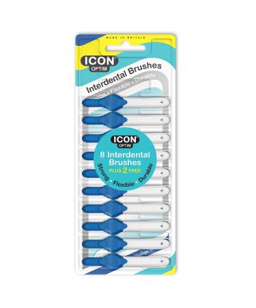 Stoddard Icon Blue Standard Interdental Brushes - 8 Brush Plus 2 Free Brush in 1 Pack Blue 10 Count (Pack of 1)