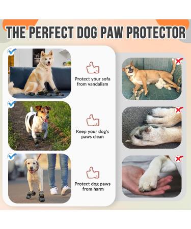SlowTon Adjustable Breathable Dog Boots | Non-Slip Rubber Sole Paw Protectors for Hot Pavement | Reflective Strap, Black, Size 4 - Buy Online on GoSupps.com