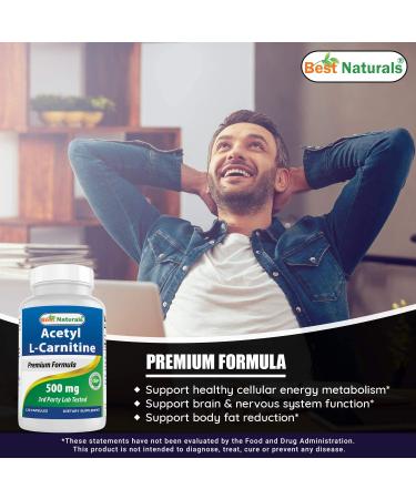 Best Naturals Acetyl L-Carnitine 500mg 120 Capsules - Pack of 1 - Buy Online on GoSupps.com