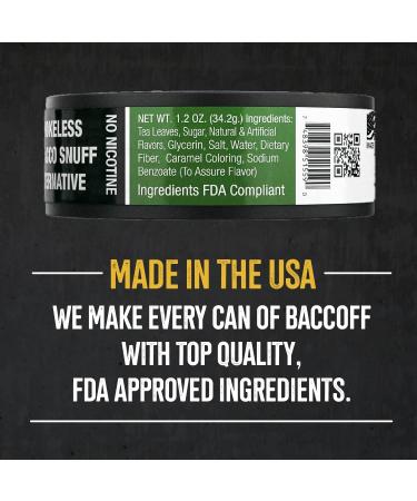 BaccOff Extra Wintergreen Fine Cut 1.1oz (Pack of 10) - Tobacco-Free & Nicotine-Free Snuff Alternative - Buy Online on GoSupps.com