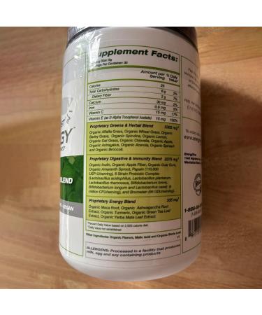 EnergyFirst Energize and Detoxify Greenergy Organic Superfood Powder - Vegan, Gluten-Free, Sugar-Free, Non-GMO - 30 Servings for Daily Energy & Immunity Boost! - Buy Online on GoSupps.com
