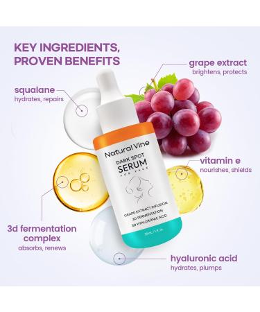 Natural Vine Dark Spot Serum: Dark Spot Remover for Face with Grape Extract Fermentation Complex Hyaluronic Acid & Vitamin E 1 FL OZ / 30mL 1 Fl Oz (Pack of 1) - Buy Online on GoSupps.com