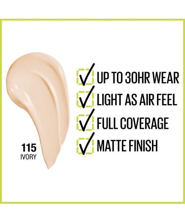 Maybelline Super Stay Full Coverage Foundation 115 Ivory - 1 fl oz (30 ml) | Long-lasting, Flawless Finish - Buy Online on GoSupps.com