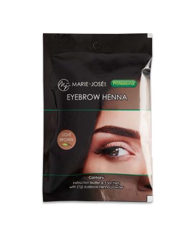 Marie-Jos  & Co Henna Eyebrow Dye Light Brown  Eyebrow for Spot Coloring  Long-Lasting Eyebrow Powder  Water & Smudge Proof  5 Sachets  Good for 50 Applications