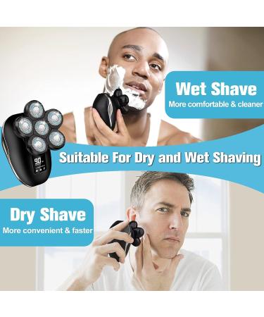6-in-1 Electric Head Shaver for Bald Men | Waterproof Skull Shaver for Men | Cordless Rechargeable Rotary Shaver - Buy Online on GoSupps.com