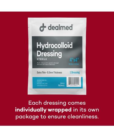 Dealmed Hydrocolloid Dressings 4 x 4 Extra Thin Bandages - Wound Care First Aid Kit Essential - Box of 10 - Buy Online on GoSupps.com