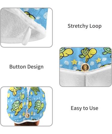 Small Green Turtles Hair Towel 2 Pack | Super Absorbent Quick Dry Hair Turbans for Women & Girls - Buy Online on GoSupps.com