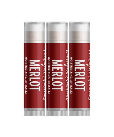 Delight Naturals Merlot Wine Lip Flavored Balm - Three Pack - NOT TINTED 1 Count (Pack of 3)