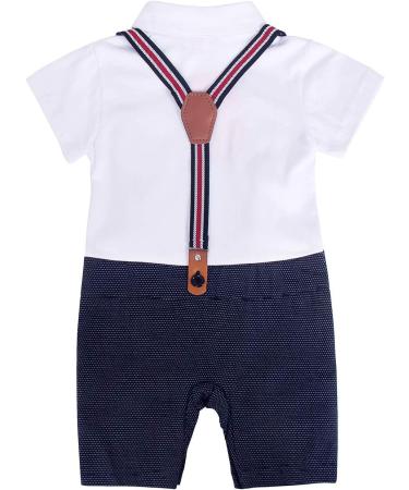 AmzBarley Baby Boys Tuxedo Rompers Suit with Bowtie - Black, 3-6 Months - Buy Online on GoSupps.com