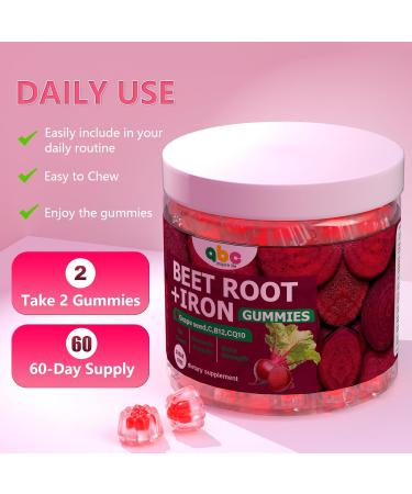 Beet Root Gummies 100mg Red Beet Chewables with Grape Seed, CoQ10, Vitamin C, Iron & B12 Supports Energy Metabolism & Healthy Circulation Sugar Free Supplement for Women & Men, 120 Count - Buy Online on GoSupps.com
