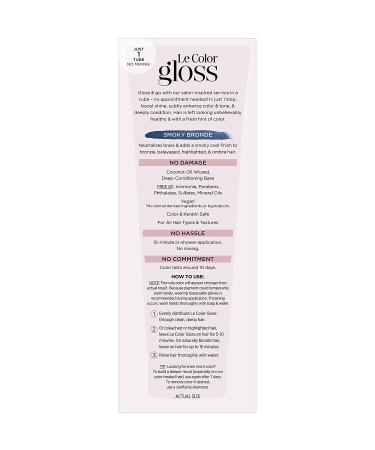 L'Oreal Paris Le Color Gloss In-Shower Toning Hair Gloss - Neutralizes Brass, Conditions, Boosts Shine - Smoky Bronde, 4 oz - Buy Online on GoSupps.com