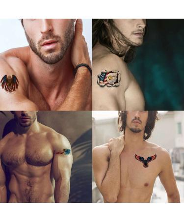 Eagle Temporary Tattoos Set - 10 Sheets for Men and Women, USA Flag Designs, Independence Day Theme - Ideal for Neck, Arms, Hands, and Legs - Buy Online on GoSupps.com