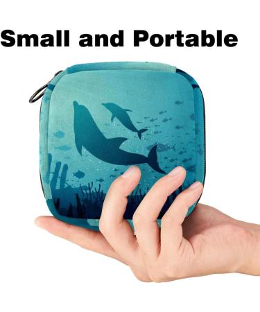 Javenproeqt Portable Women's Binding Bags | Menstrual Cup Pocket & Pads | Stylish Bags for Teenage Girls | Blue Ocean Lawyer Pattern - Buy Online on GoSupps.com