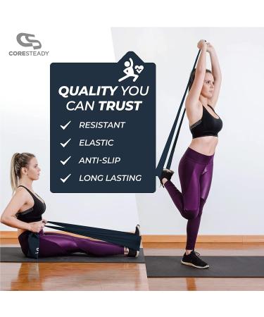Coresteady Midnight Blue Resistance Band - 2 Metre Exercise Band for Men & Women | Build Strength, Flexibility, Muscle & Tone | Ideal for Fitness, Stretching, Pilates, Yoga | Includes Exercise Guide - Buy Online on GoSupps.com