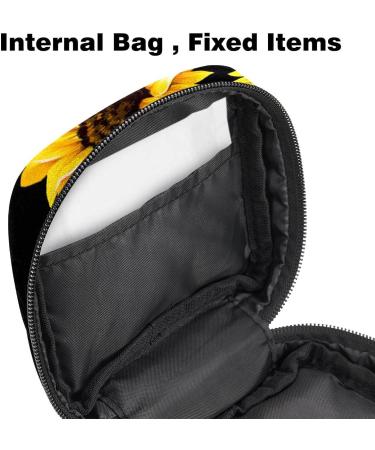 Sunflower Black Menstrual Pad Storage Bag - Portable & Stylish Period Pouch for Girls & Women - Buy Online on GoSupps.com