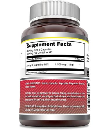 Amazing Formulas Acetyl L-Carnitine 1500mg 200 Capsules | ALCAR Supplement | Non-GMO | Gluten Free | Made in USA - Buy Online on GoSupps.com