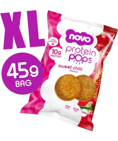 Novo Nutrition | Protein Pops | Healthy Savoury Snack with High Protein Low Sugar and High Fibre | Pack of 6 x 45g (Sweet Chilli) - Buy Online on GoSupps.com