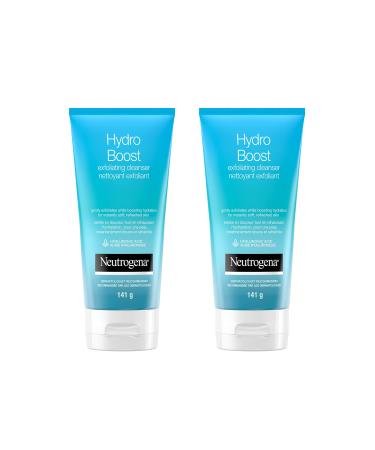 Neutrogena Hydro Boost Exfoliating Face Scrub - Hyaluronic Acid and Aha - Gel Cream Face Cleanser - Non-comedogenic - Blue Pack of 2 (2x141ml) Unscented 141 g (Pack of 2)
