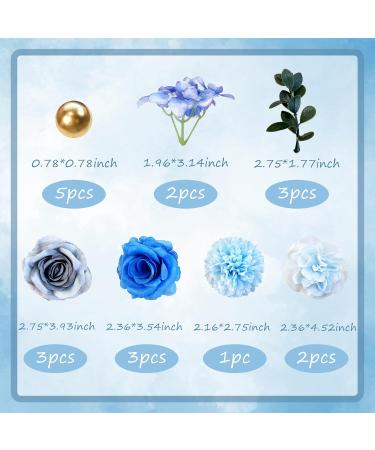 DRWATE Boho Cake Toppers Blue Flower Cake Topper Artificial Rose hydrangea Cake Decorations for Women Girl Lady Birthday Party Wedding Baby Shower Boho Flower Theme Party Supplies (Style 2) - Buy Online on GoSupps.com
