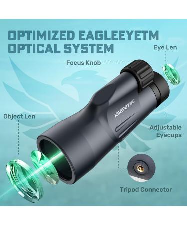 KEESYNC HD Monocular with Smartphone Adapter - 12x50 Sky Captain Telescope for Bird Watching & Outdoor Activities - Buy Online on GoSupps.com