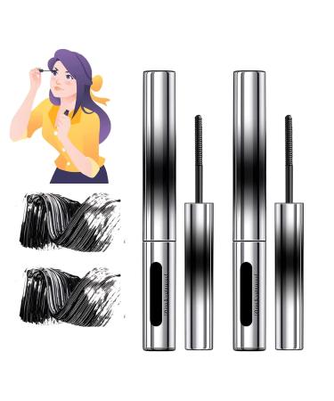 Flatter-Peach Metal Mascara Flatter Peach Metal Mascara Wand Washable Extra Slim Metal Mascara Fiber Mascara Long Lasting Extensions Waterproof Extra Slim Metal Mascara Without Smudging (Black 2PCS)