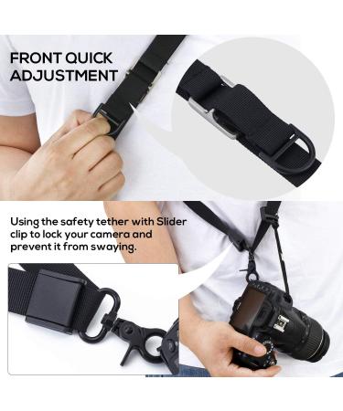 Waka Rapid Camera Neck Strap with Quick Release | Adjustable Shoulder Sling for Nikon, Canon, Sony, Olympus DSLR - Black - Buy Online on GoSupps.com
