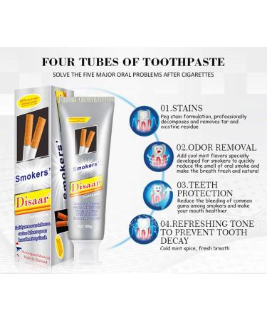 DISAAR BEAUTY Smokers Toothpaste Removes Tobacco Stains Fresh Minty Breath Strengthens Teeth Against Cavities 100g / 3.38fl.oz - Buy Online on GoSupps.com