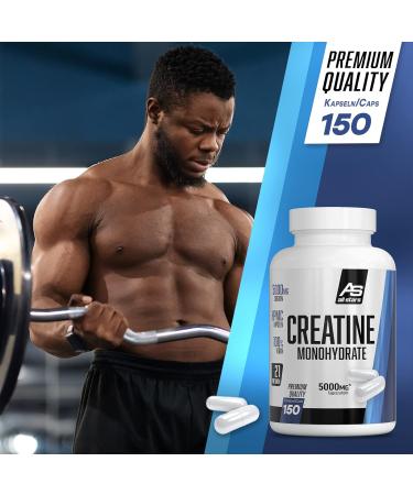 All Stars Creatine Monohydrate Capsules - High-Purity Vegan Supplement | 150 Caps | 714mg Per Capsule | No Gelatin Fat or Sugar - Buy Online on GoSupps.com