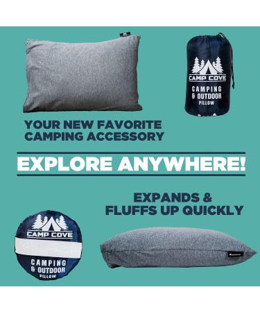 Camp Cove Camping and Outdoor Pillow - Jersey Cotton Camp Pillow for Sleeping - Compressible Shredded Memory Foam Pillow for Camping  Backpacking  Hiking and Traveling - Machine Washable - Buy Online on GoSupps.com
