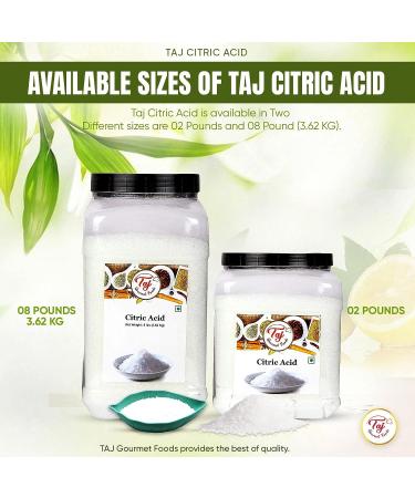 TAJ Citric Acid 8lbs - 100% Food Grade All Natural Cleaning Agent & Beauty Ingredient for DIY Bath Bombs - Buy Online on GoSupps.com