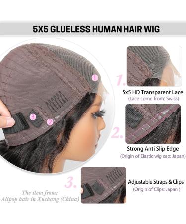 ALIPOP 5x5 HD Transparent Lace Front Wig 22'' Body Wave Brazilian Human Hair 180% Density Closure Wig - Buy Online on GoSupps.com