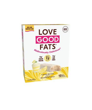 Love Good Fats Bars – Lemon Mousse – Keto-Friendly Protein Bar with Natural Ingredients – Low Sugar, Low Carb, Non GMO, Gluten & Soy Free Snacks for Ketogenic Diets – (12 Count) Lemon Mousse 12 Count (Pack of 1)