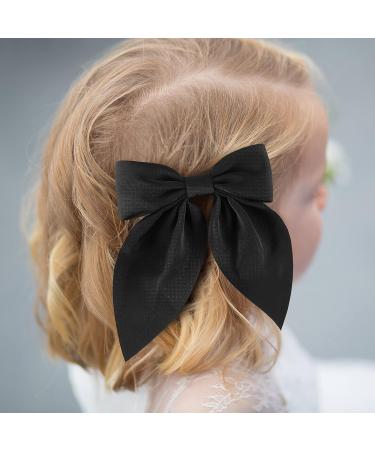 2PCS Soft Silk Bow Hair Clips for Women Girls | Cute Duckbill Bow Clips for Back to School & Wedding Party | Black & Off-White Hair Accessories - Buy Online on GoSupps.com