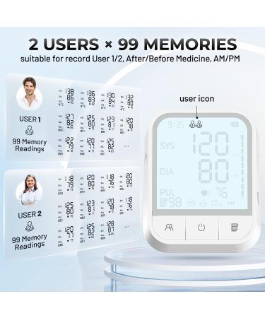 AOJOO Automatic Upper Arm Blood Pressure Monitor with Large LCD Display - Adjustable Digital BP Cuff Kit - 198 Sets Memory - Storage Bag, White - Buy Online on GoSupps.com
