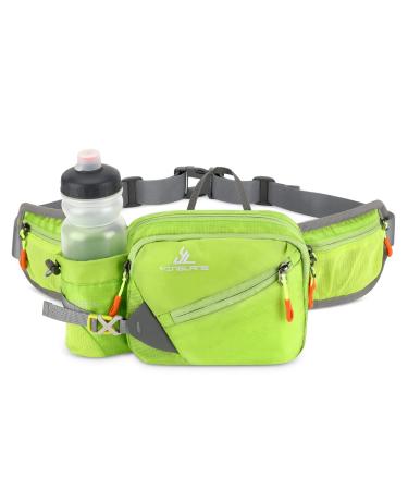 Belt pocket fell pocket for drinking bottle zeroto multi pockets hip pocket sport drinking belt waterproof belt bag bottle holder for walking cycling (bottle excluded) (light green)