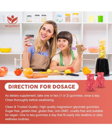 Magnesium Glycinate Gummies for Kids & Adults - Relaxation & Cognition Support - 400/200mg Magnesium Supplement with L-Theanine, Chamomile, B6, D3 & K2 - Vegan, Sugar Free, Strawberry Flavor, 60 Ct Strawberry 60 Count (Pack  - Buy Online on GoSupps.com