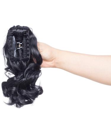 Long Claw Ponytail Hair Extension 12 Inch Dark Black - Synthetic Straight/Curly Hairpiece Clip-in Ponytail - Buy Online on GoSupps.com