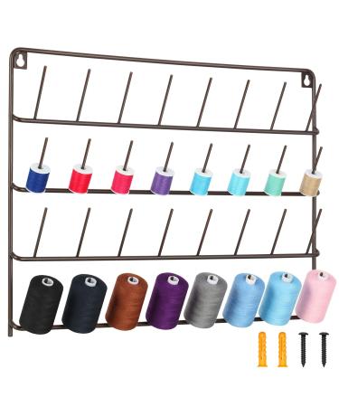 HAITARL 32-Spool Sewing Thread Rack Wall-Mounted Metal Sewing Thread Holder  with Hanging Tools Metal Rack for Organize Sewing Thread  Embroidery-Suitable for Large Thread