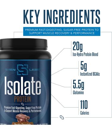 Siren Labs Isolate Premium Whey Protein Powder - Keto Friendly Hydrolysate with Amino Acids for Muscle Growth - Decadent Chocolate (30 Servings - Buy Online on GoSupps.com