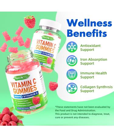 MEENCCD Organic Vitamin C Gummies for Adults Chewable Vitamin C Gummies with Zinc for Immune Support Vegan Non-GMO Sugar-Free Raspberry Flavor 60 Count - Buy Online on GoSupps.com
