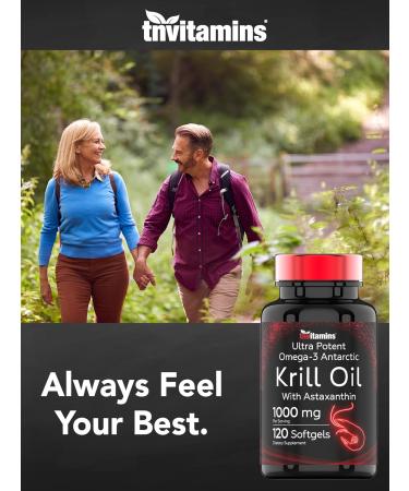 Antarctic Krill Oil 1000mg - 120 Softgels with Astaxanthin | 1000mg Red Krill Oil 200 mg Phospholipids 120 mg EPA 80 mg DHA 200 mcg Astaxanthin | Potent & Pure Omega-3 Cold Water Antarctic Krill - Buy Online on GoSupps.com