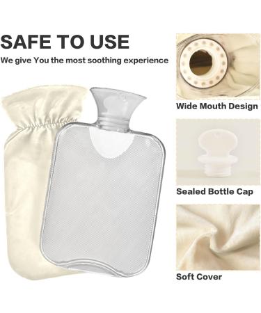 Beige Hot Water Bottle with Cover - Pain Relief Heating Bag for Women Girls & Children | 1L International Shipping - Buy Online on GoSupps.com
