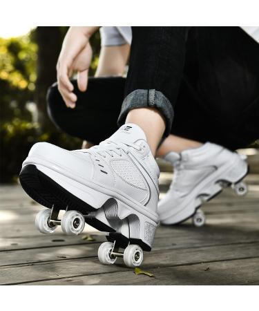 Pairobin Outdoor Roller Skate Shoes - Unisex Multifunctional Deformation Invisible Roller Skates with White LED - Size 2.5 - Buy Online on GoSupps.com